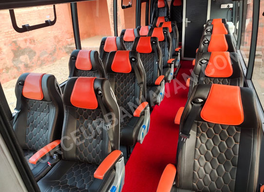 18 seater marcopolo imported mini coach with toilet washroom hire delhi