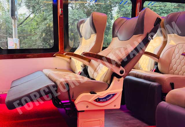 eicher luxury coach with toilet washroom fridge recliner seats hire delhi