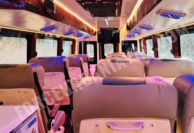 16 eicher luxury coach with toilet washroom fridge hire delhi