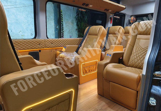 10 seater new force urbania ultra luxury van with 1x1 massager motorized recliner seats hire in delhi